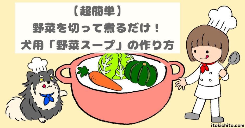 アイキャッチ画像　【超簡単】野菜を切って煮るだけ！犬用「野菜スープ」の作り方