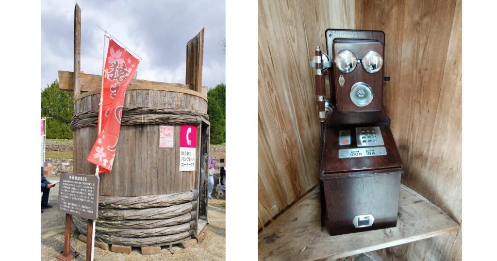 樽の電話BOXと電話