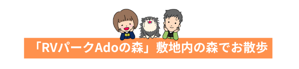 「RVパークAdoの森」敷地内の森でお散歩