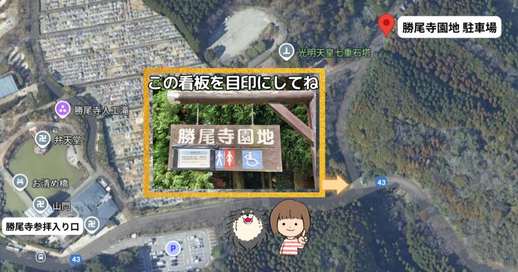 勝尾寺園地 駐車場看板説明画像
