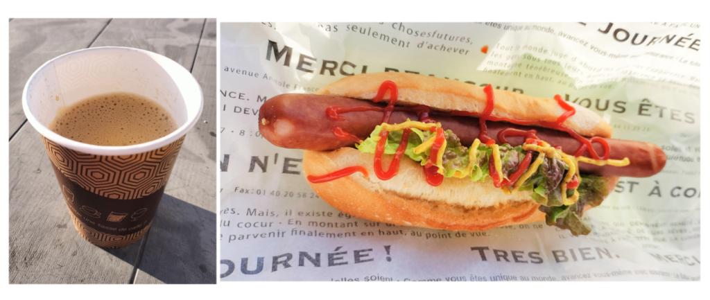 ハーベストの丘-ホットドッグとコーヒー.