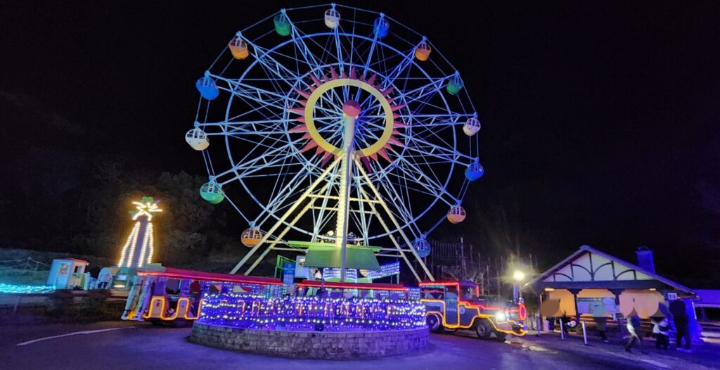 ハーベストの丘-夜の観覧車とトレイン