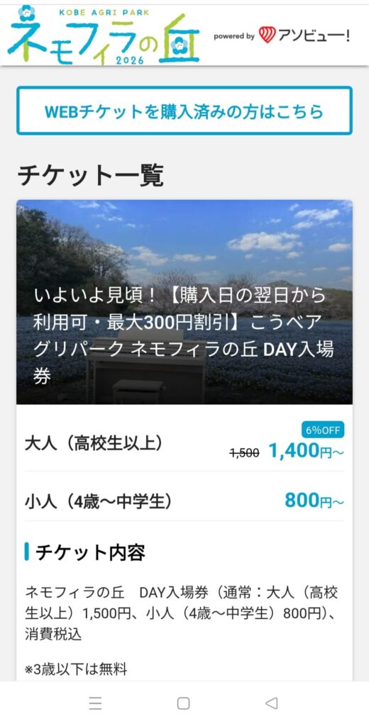 アソビューチケット購入画面